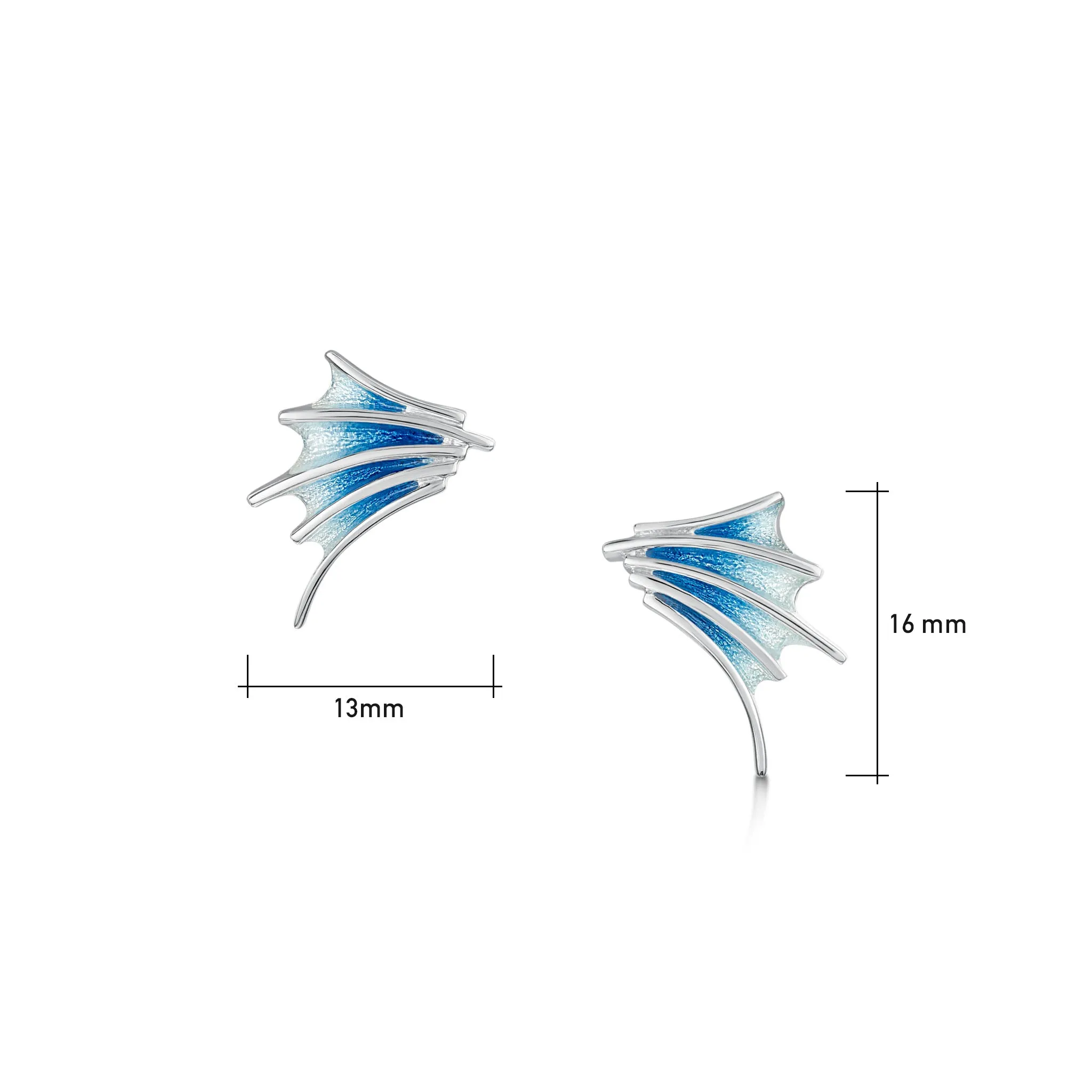 Cascade Small Enamel Stud Earrings in Sterling Silver