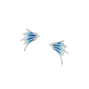 Cascade Small Enamel Stud Earrings in Sterling Silver