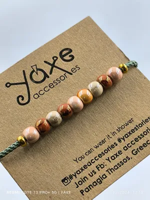 Ceramic beads women's bracelet, Orange