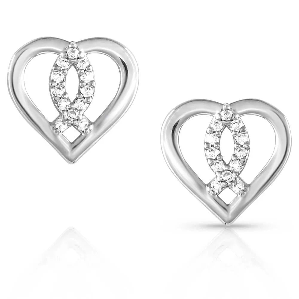 Connected In Faith Crystal Post Earrings-FFER5536