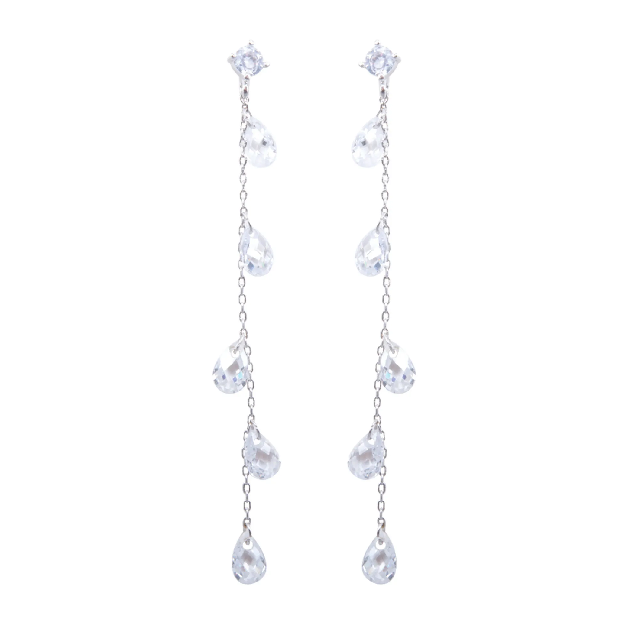 Crystal Teardrop Long Earrings