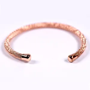 Detailed open rose gold bangle