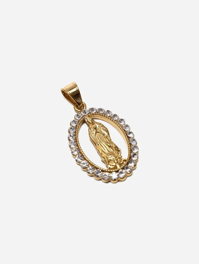 Diamond Gold Virgin Mary Pendant