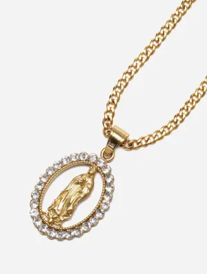 Diamond Gold Virgin Mary Pendant