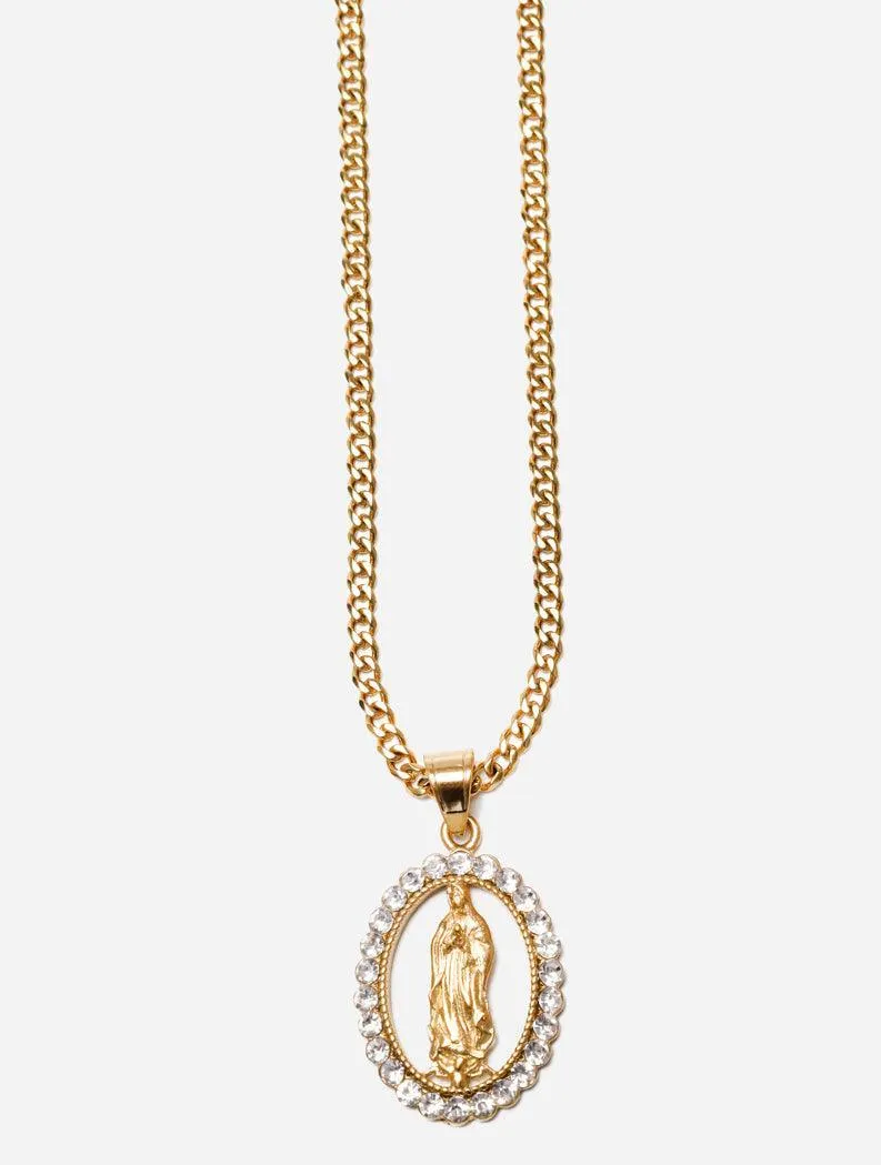 Diamond Gold Virgin Mary Pendant