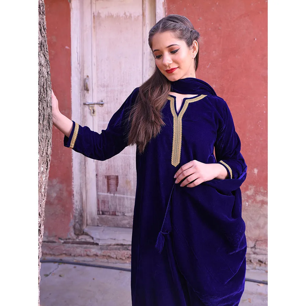 DIMPLE DESIGN STUDIO Navy Gold Velvet (Set of 3)