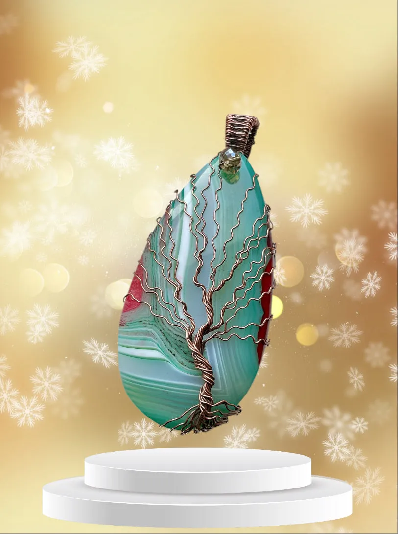 Druzy Agate Tree of Life Pendants