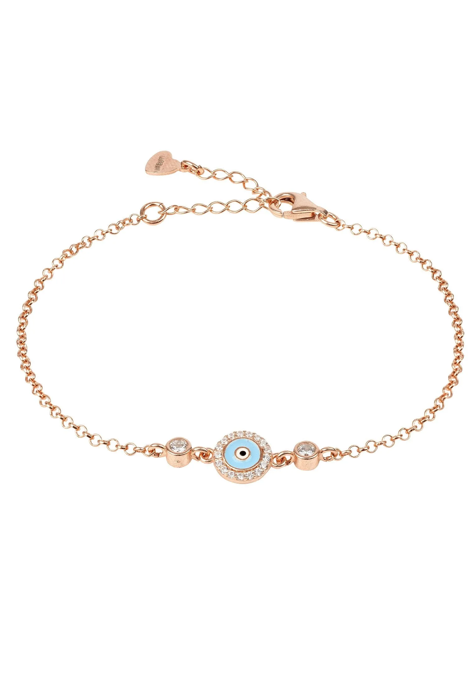 Evil Eye Enamel Light Blue Bracelet Rosegold