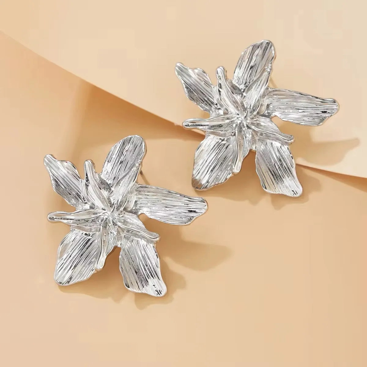 Floral Lady Metal Flower Stud Earrings