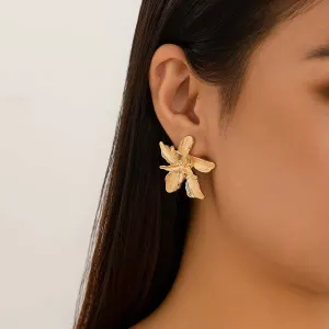 Floral Lady Metal Flower Stud Earrings