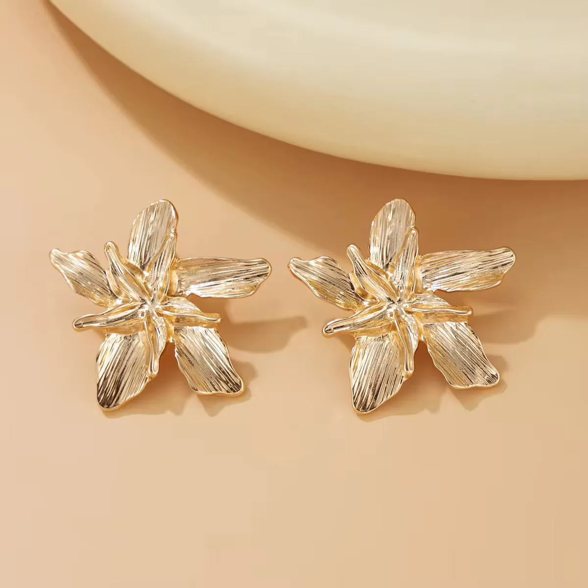 Floral Lady Metal Flower Stud Earrings