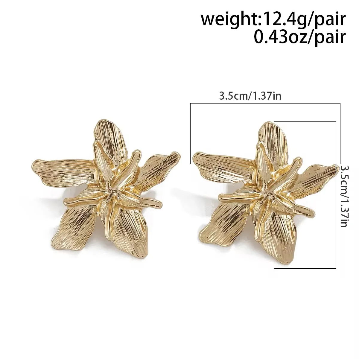 Floral Lady Metal Flower Stud Earrings