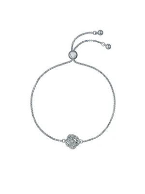 Florina Crystal Flower Adjustable Bracelet Silver
