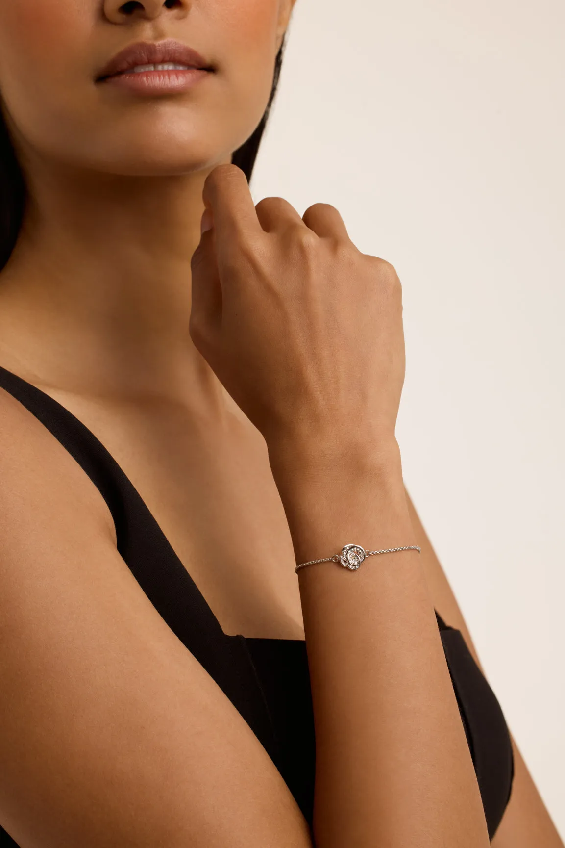 Florina Crystal Flower Adjustable Bracelet Silver