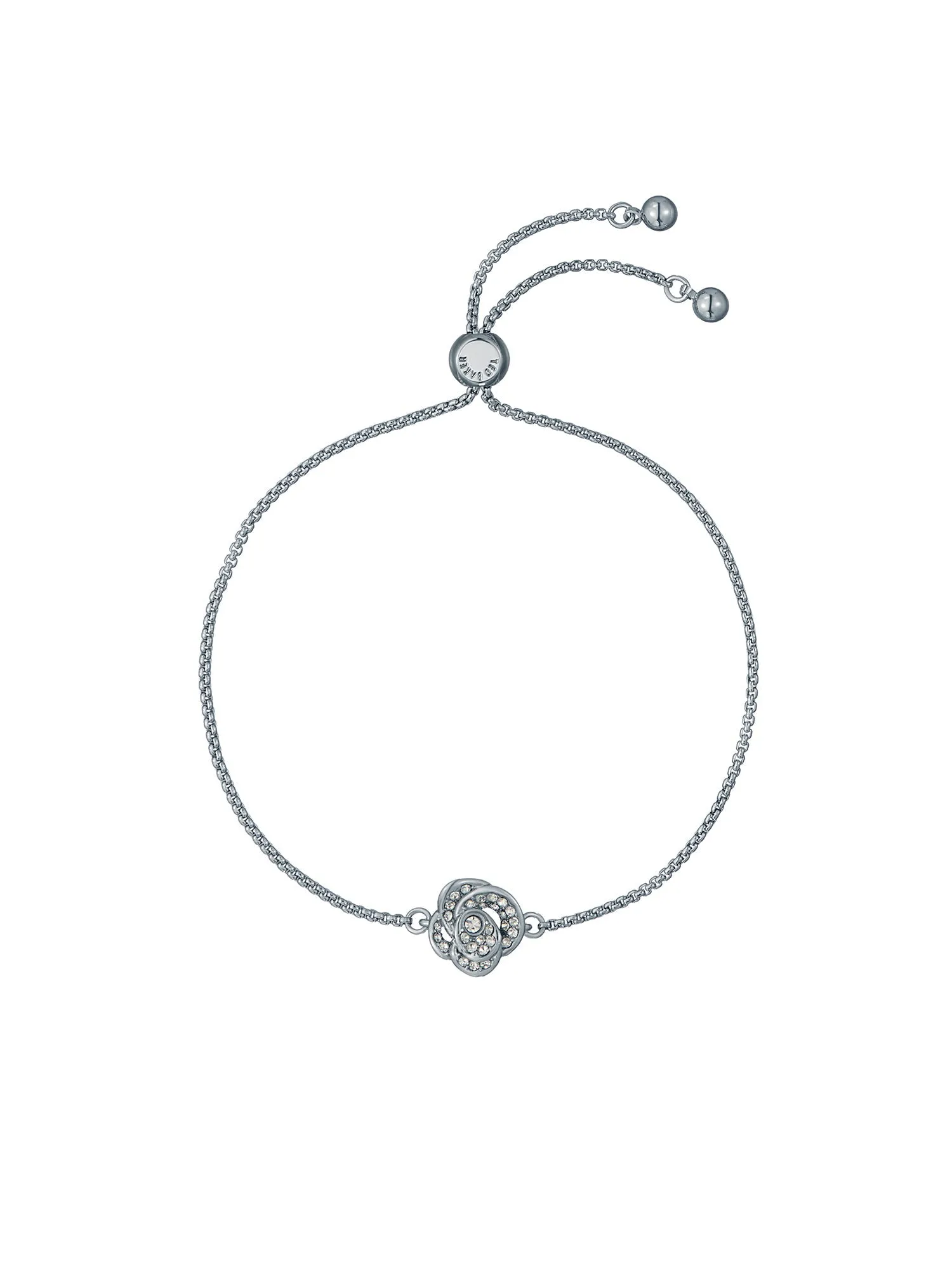 Florina Crystal Flower Adjustable Bracelet Silver