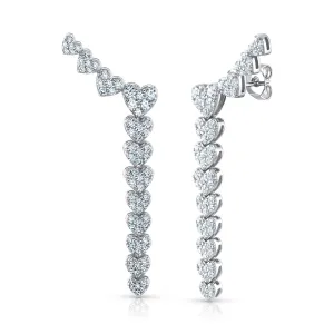 FLOWING HEART CLIMBING EARRINGS, SILVER
