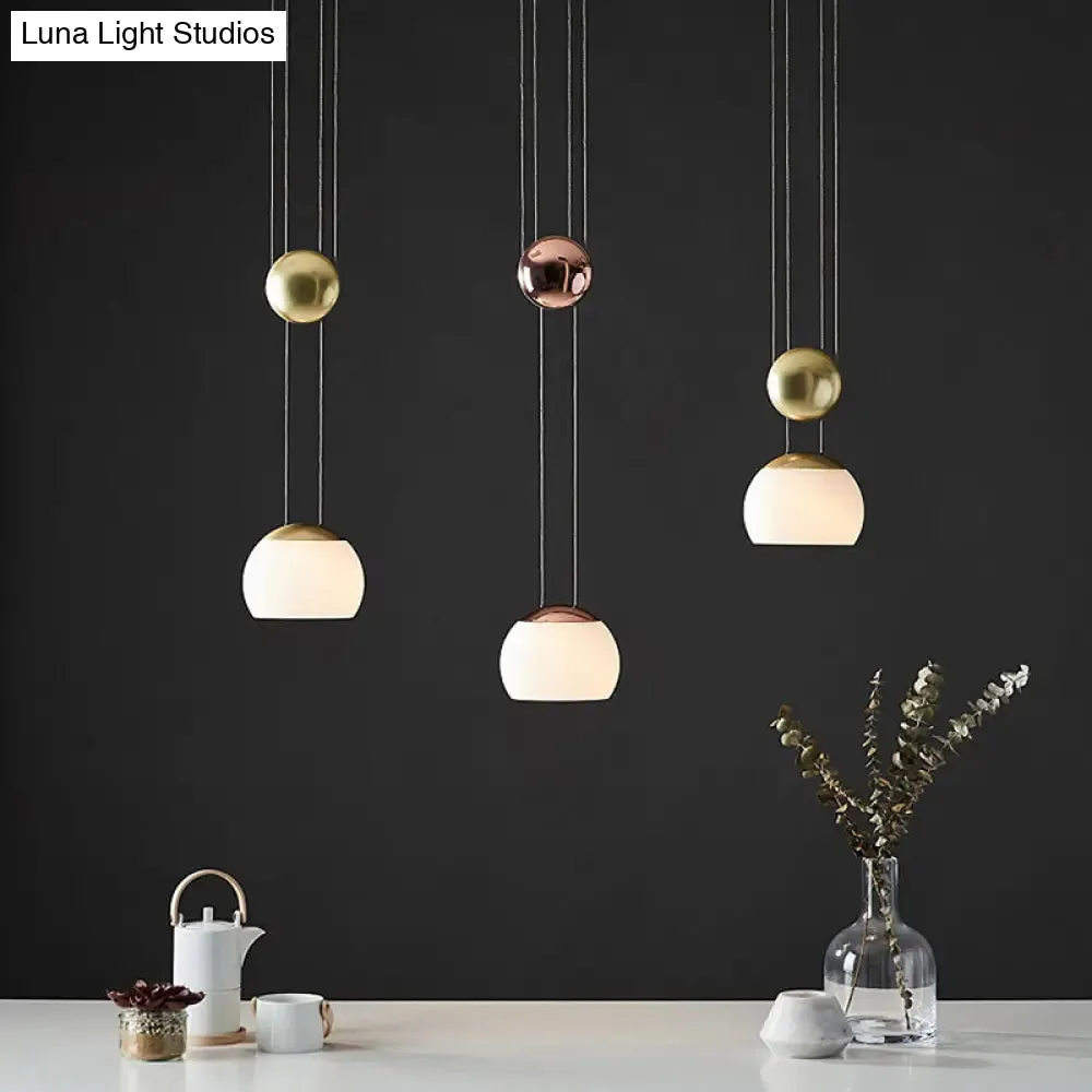 Frosted Glass Pendant Light Kit - Postmodern Rose Gold/Gold Ceiling Hang Light
