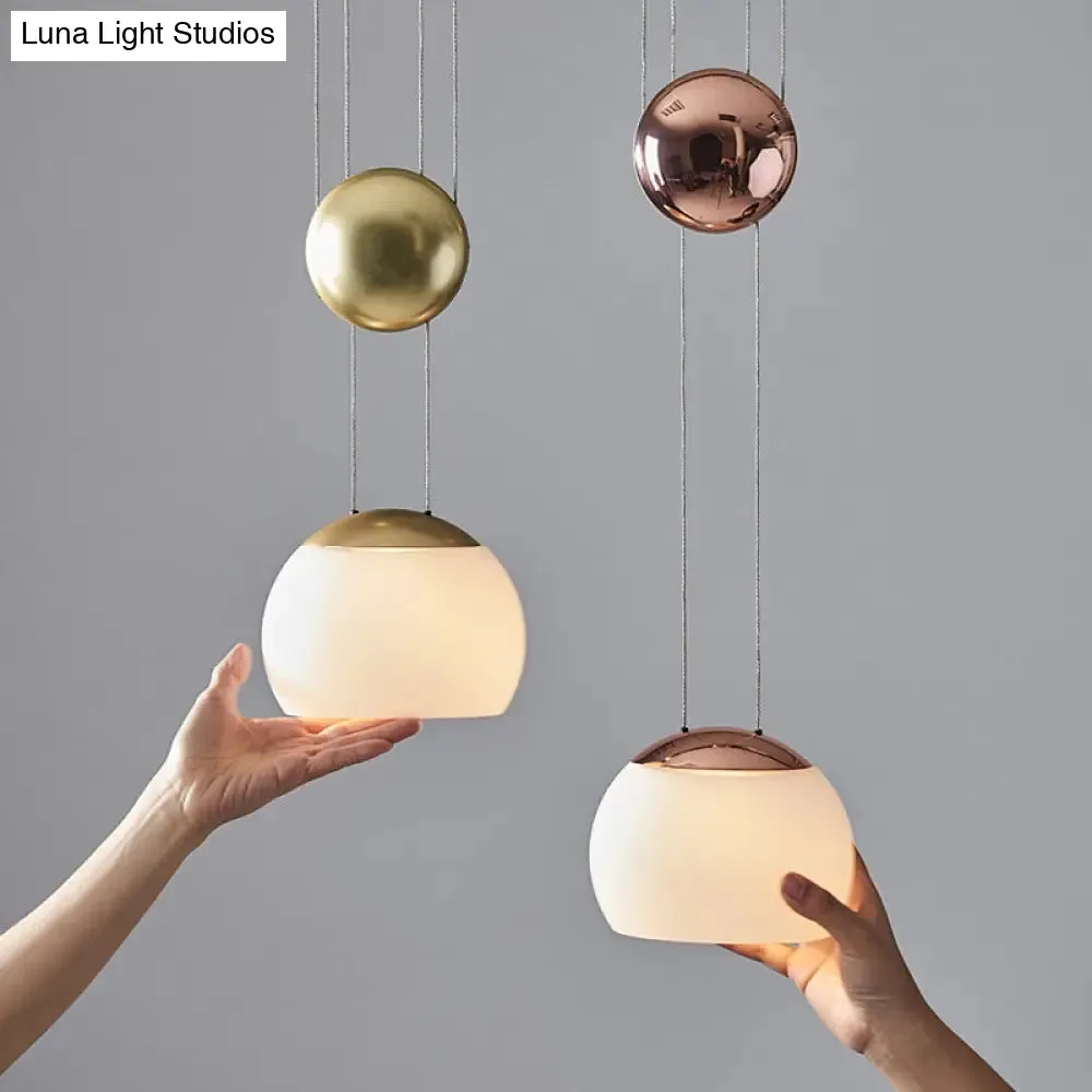 Frosted Glass Pendant Light Kit - Postmodern Rose Gold/Gold Ceiling Hang Light