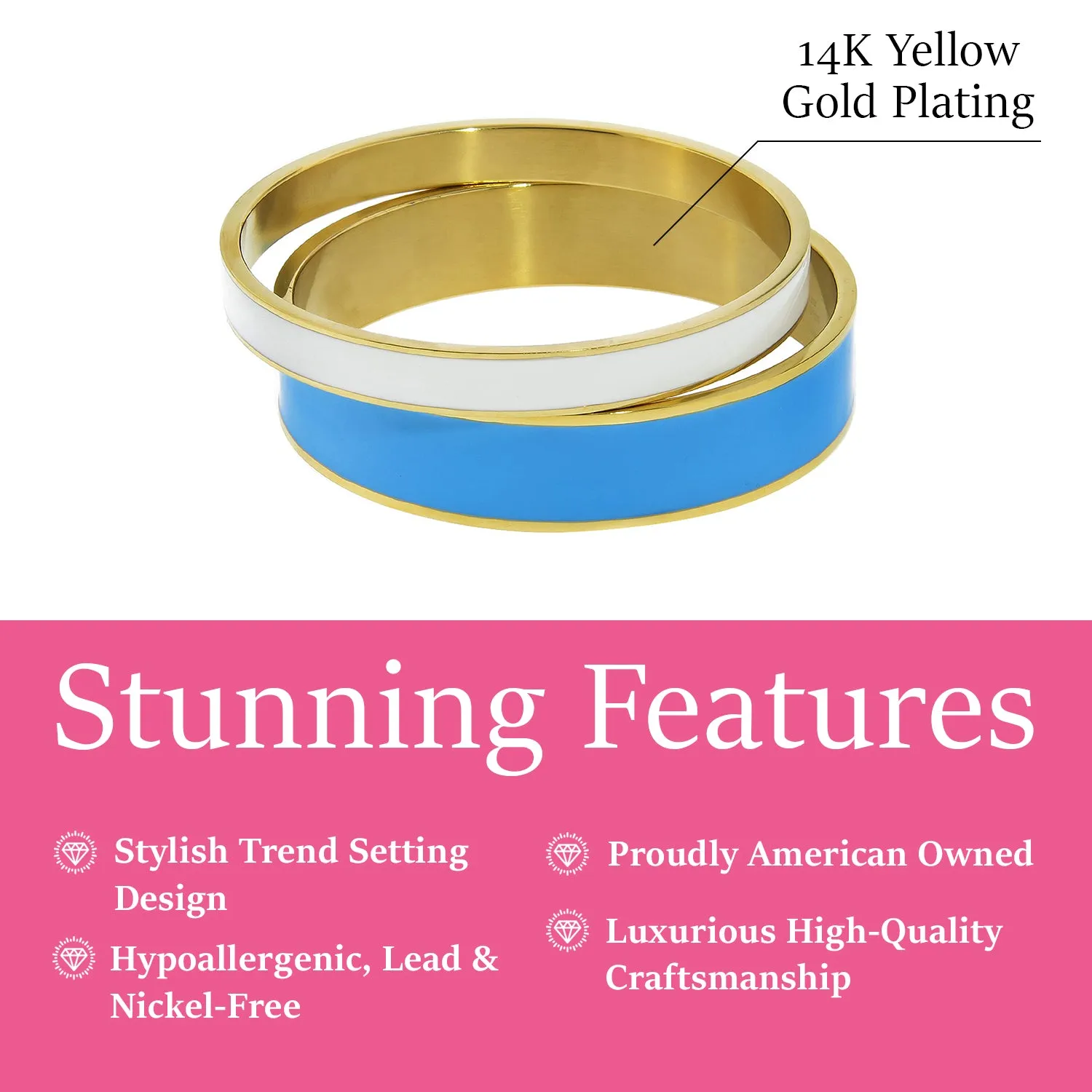 Gianna 14k Gold Plated Stainless Steel Bangle Bracelet Set - Final Sale