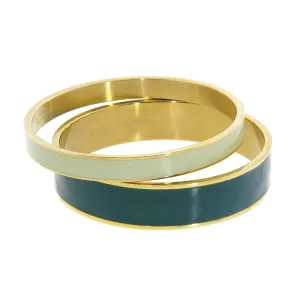Gianna 14k Gold Plated Stainless Steel Bangle Bracelet Set - Final Sale