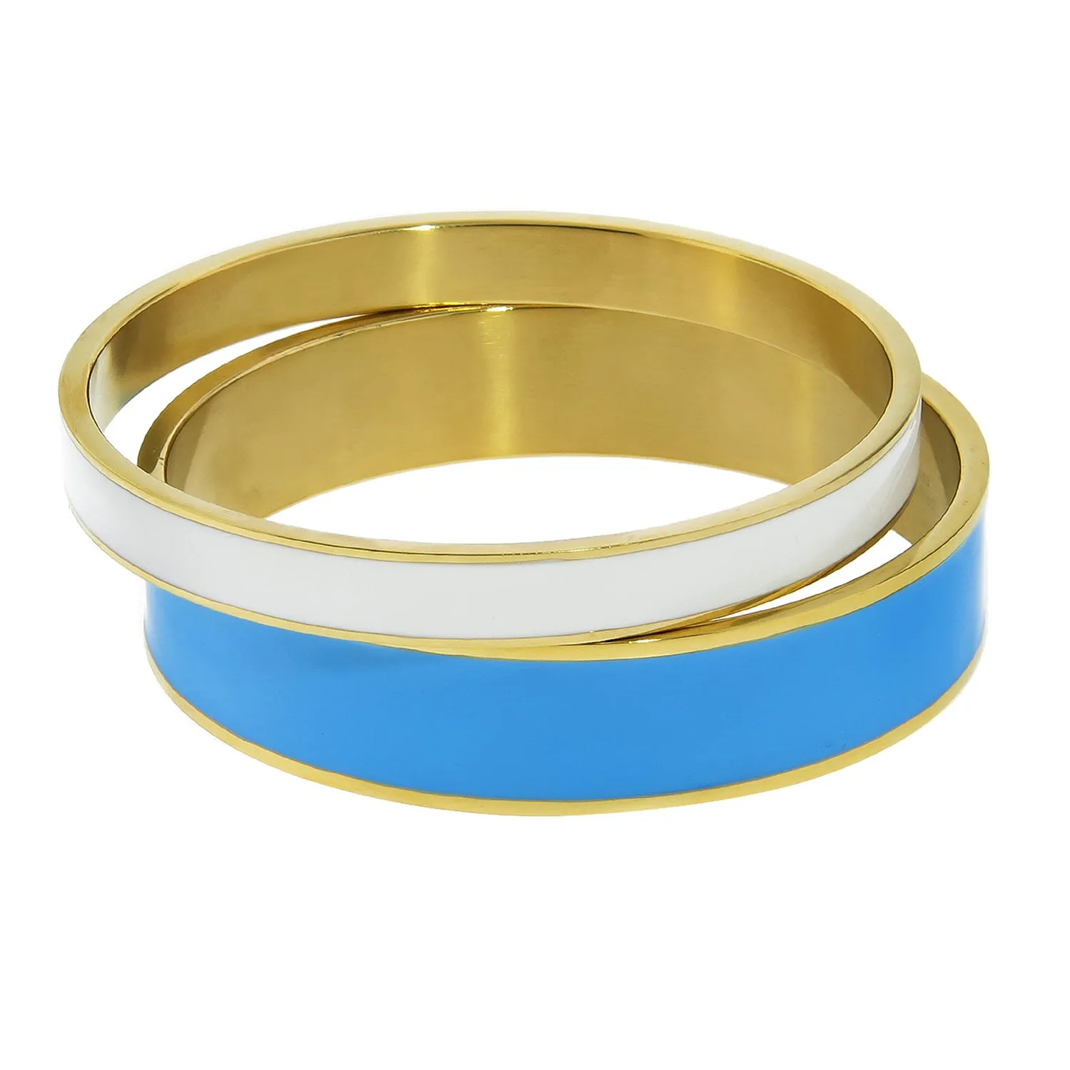 Gianna 14k Gold Plated Stainless Steel Bangle Bracelet Set - Final Sale