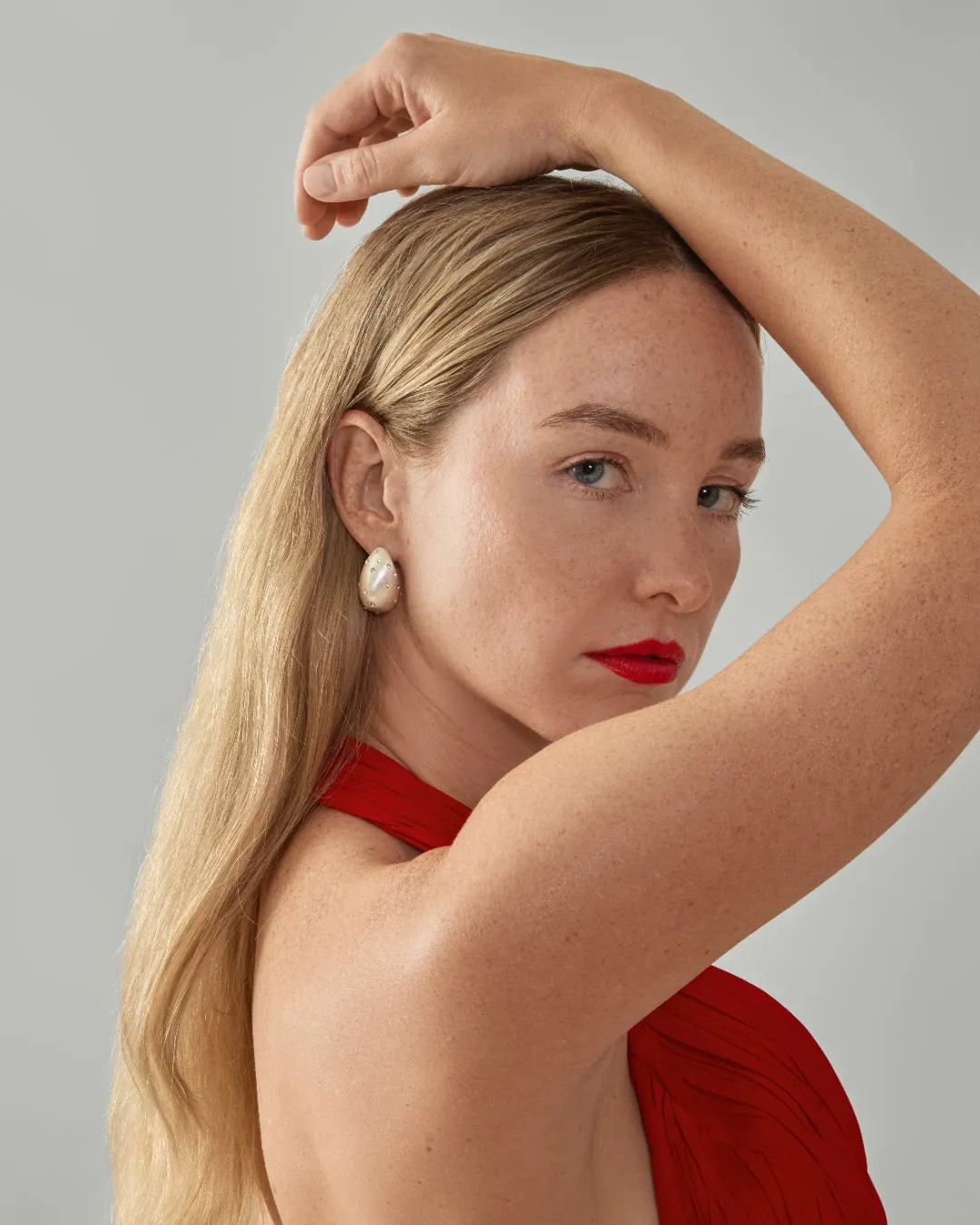 Gloria Dome Sparkle Earrings - Silver