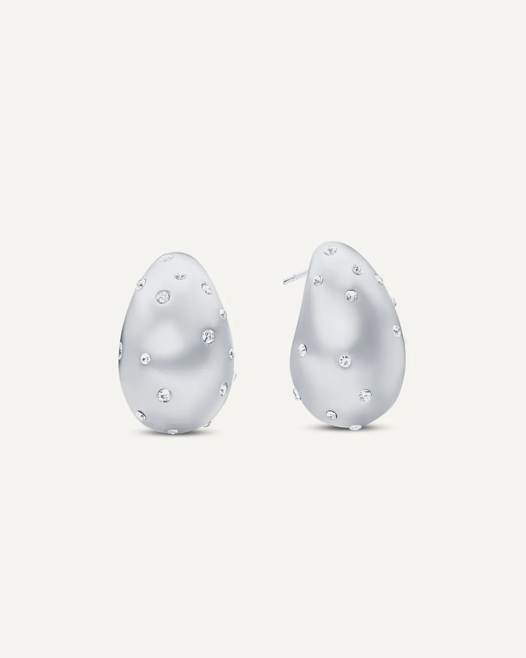 Gloria Dome Sparkle Earrings - Silver