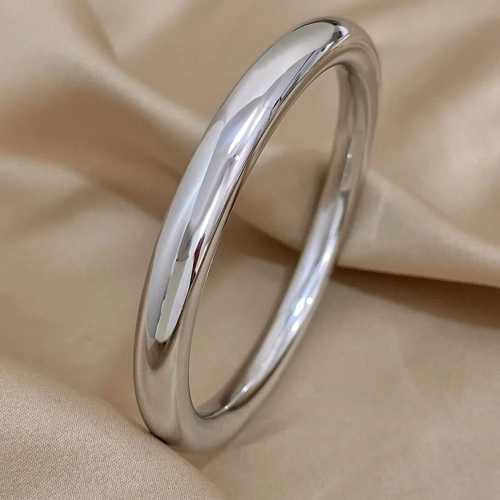 Glossy Solid Color Thick Bracelet Stainless Steel Bangle for Women
