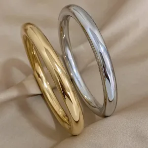 Glossy Solid Color Thick Bracelet Stainless Steel Bangle for Women