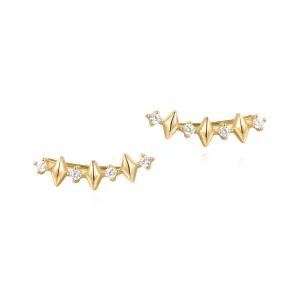 Gold Multi Sparkle Climber Studs