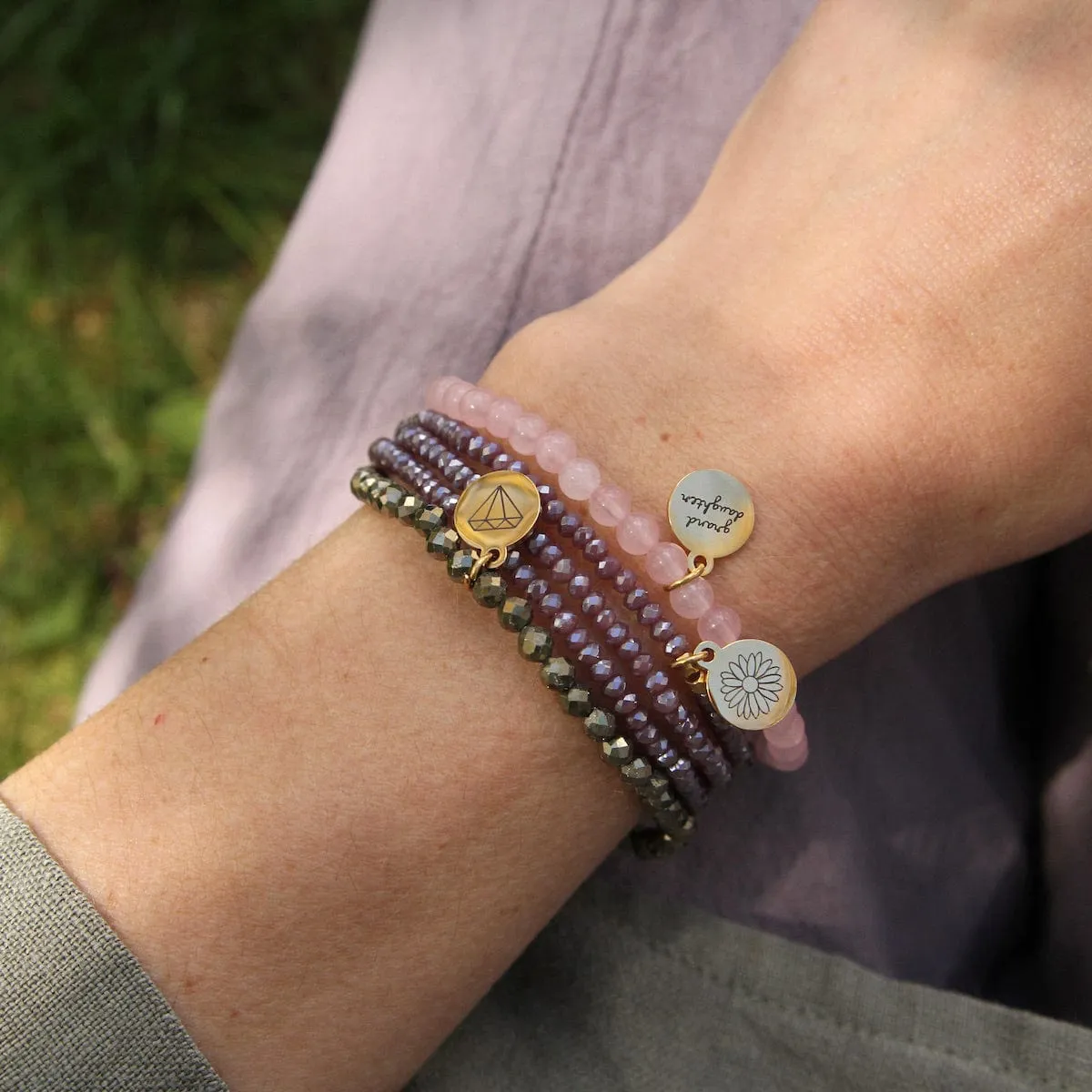 Granddaughter - Stretchy Rose Quartz Bracelet