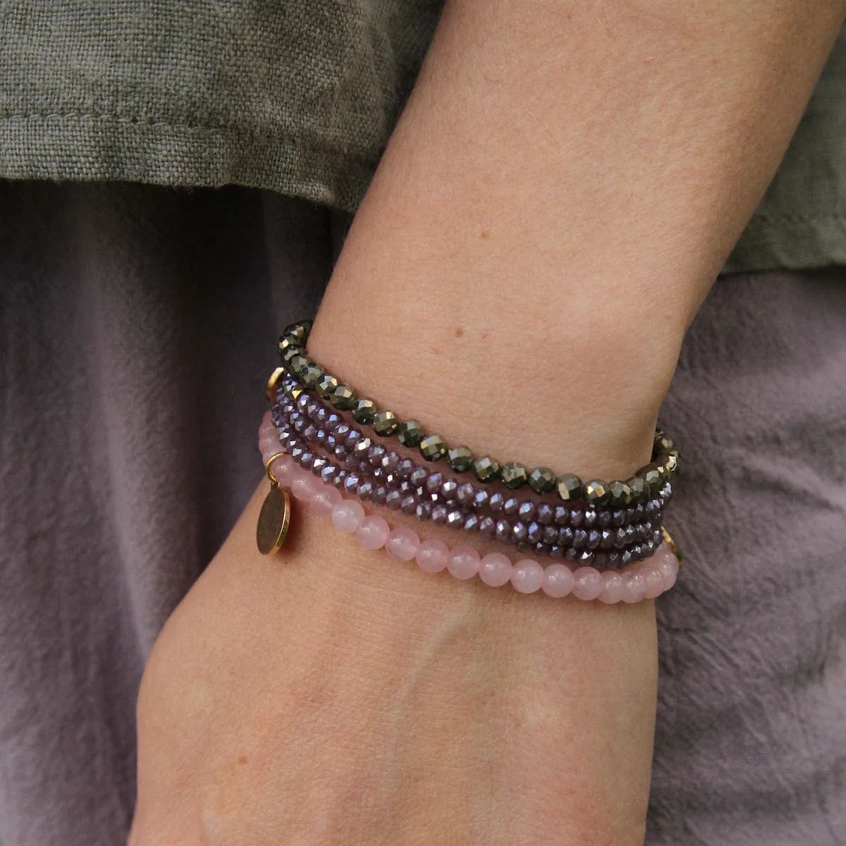 Granddaughter - Stretchy Rose Quartz Bracelet