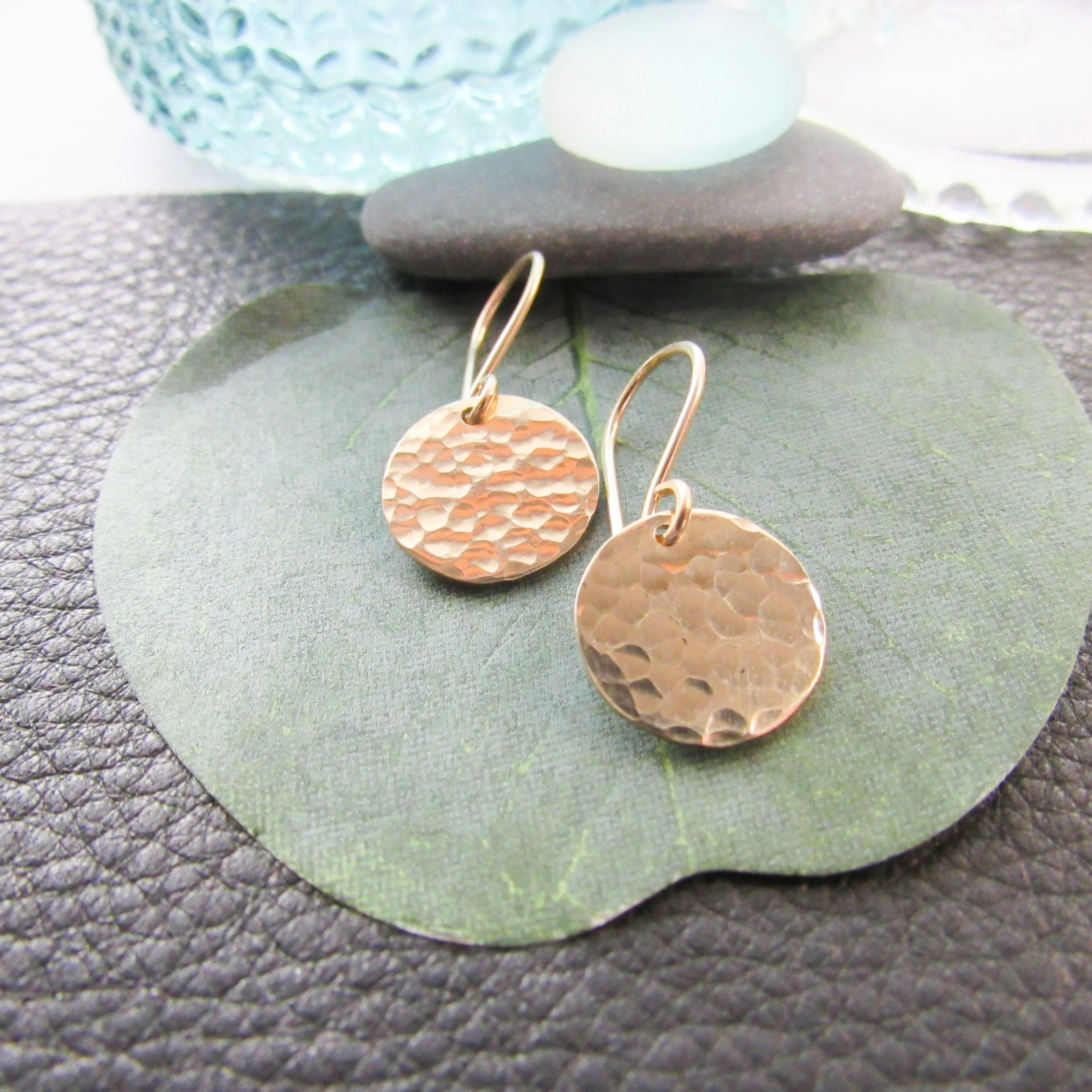 Hammered Gold Disc Earrings- Four  Sizes