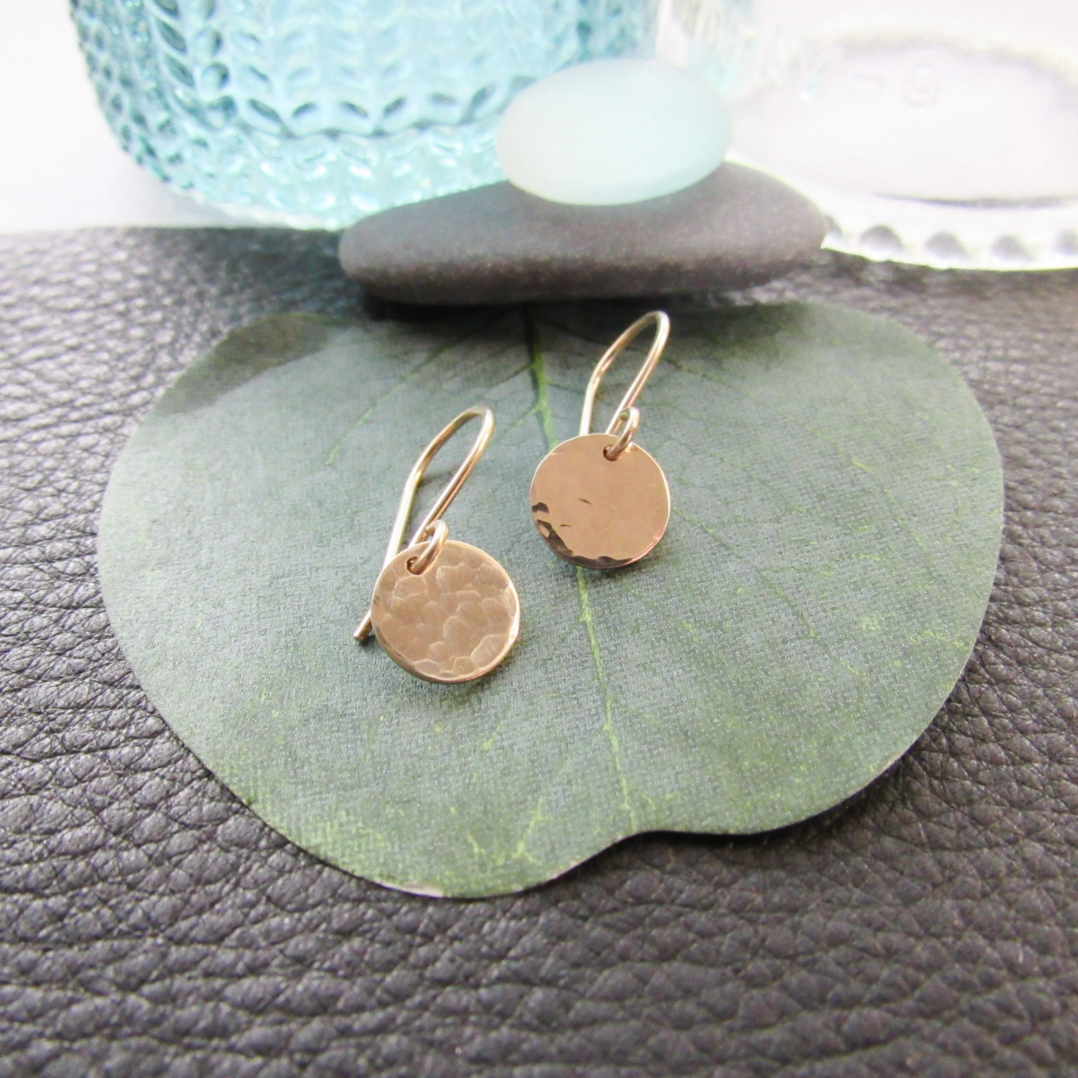 Hammered Gold Disc Earrings- Four  Sizes