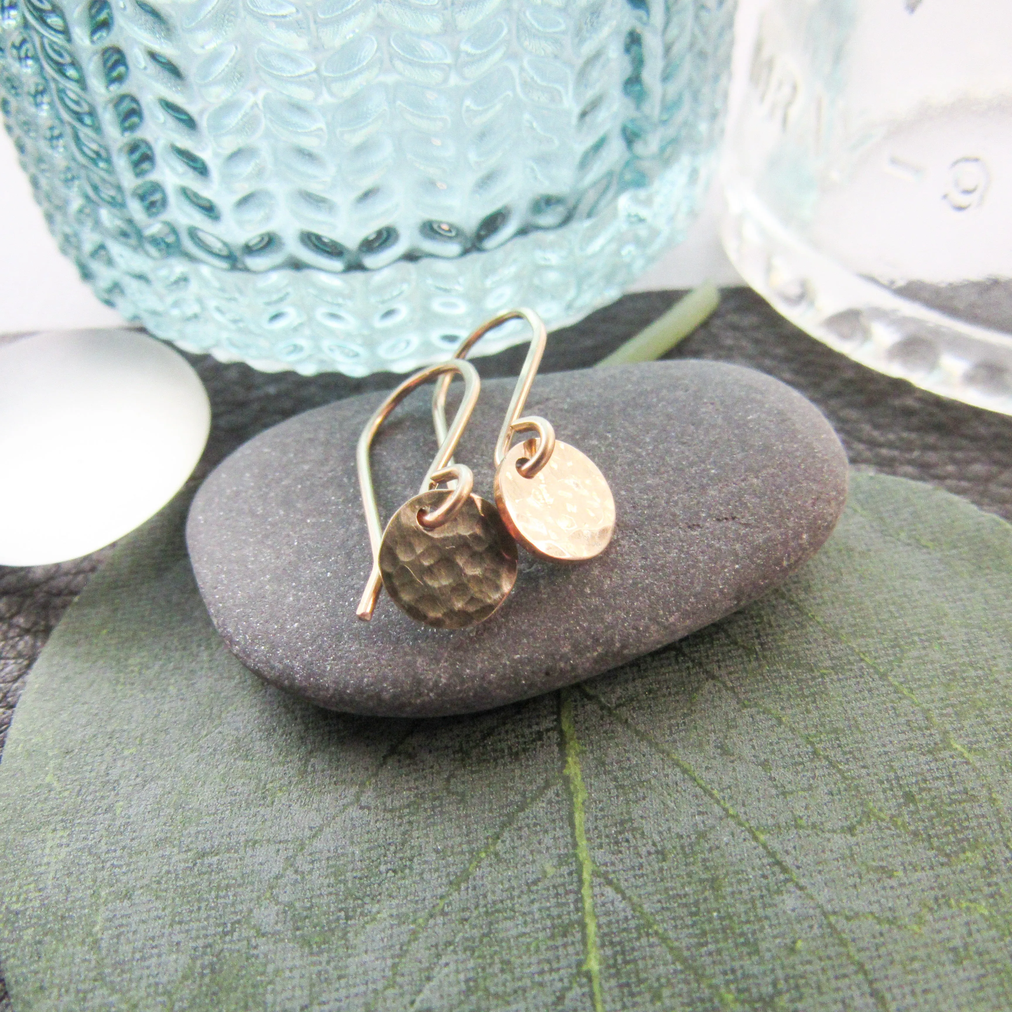 Hammered Gold Disc Earrings- Four  Sizes
