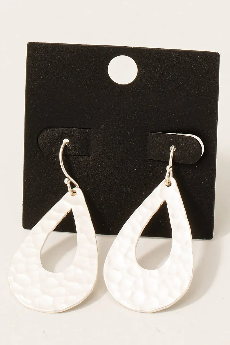 Hammered Thick Teardrop Earrings (Assorted Colors)