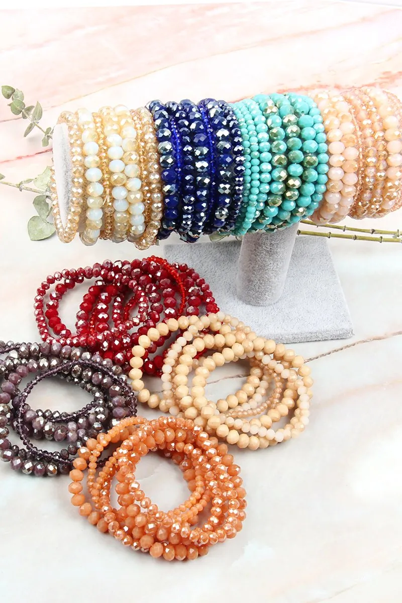 Hdb2750 - Seven Lines Glass Beads Stretch Bracelet