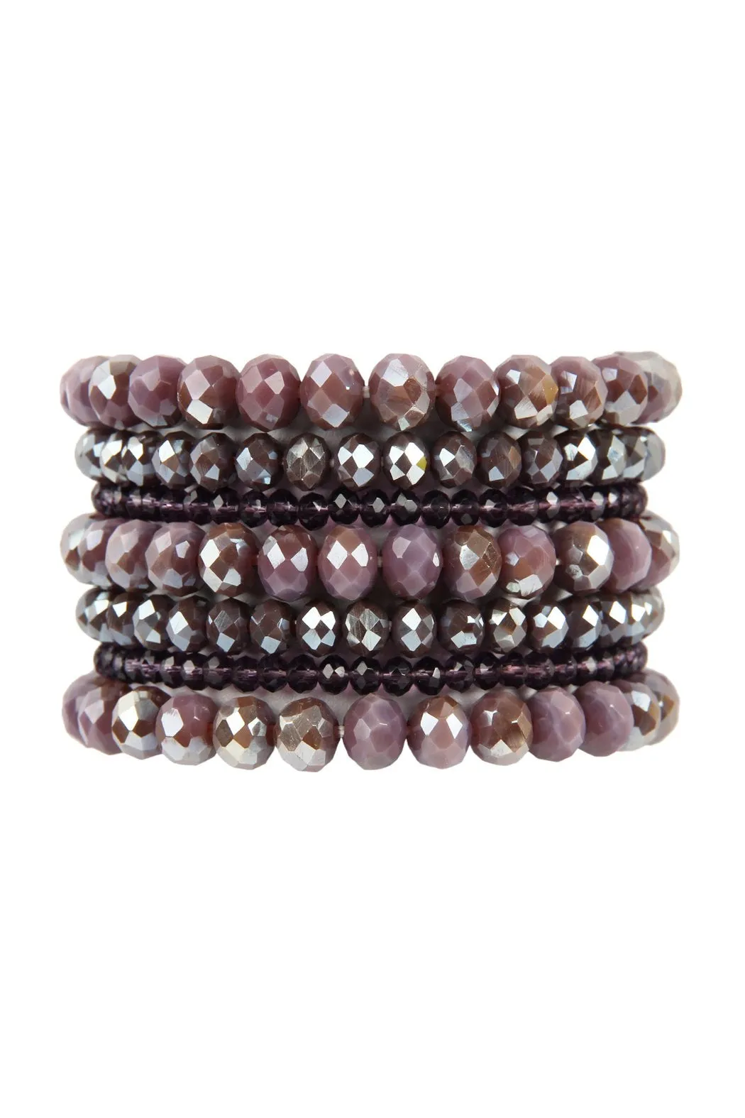 Hdb2750 - Seven Lines Glass Beads Stretch Bracelet