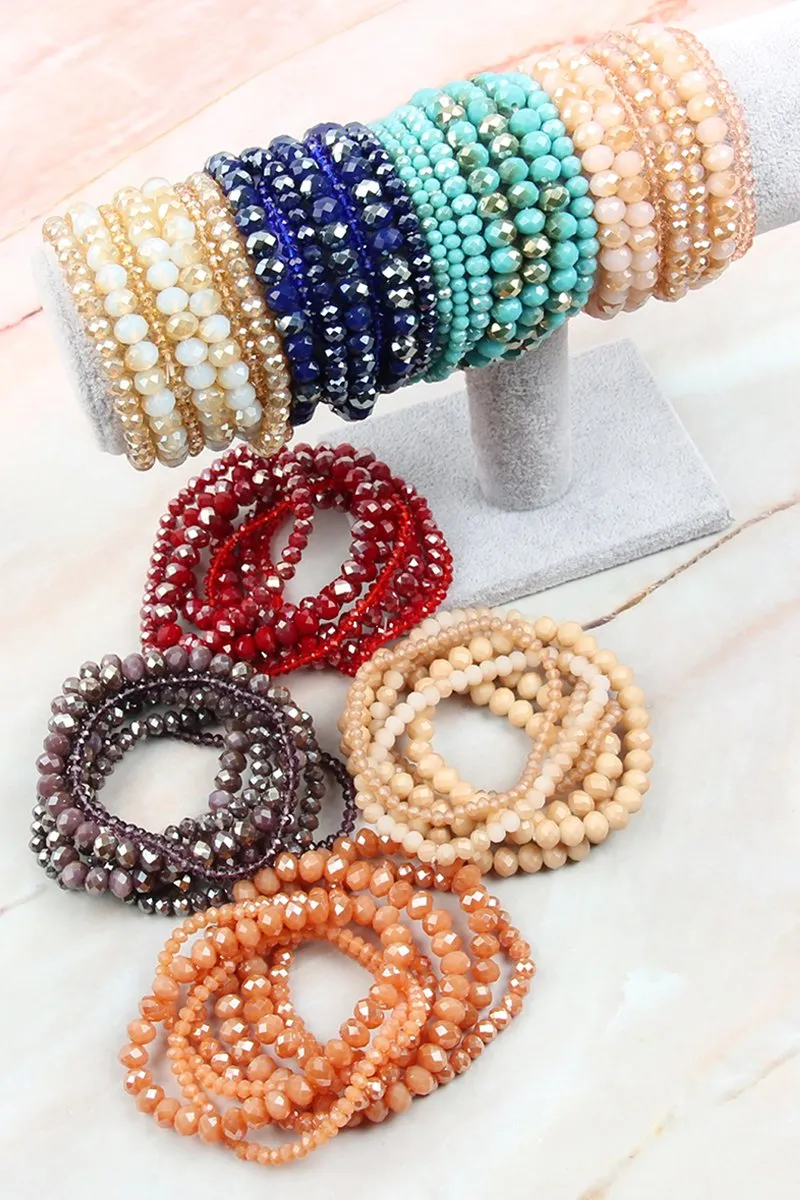 Hdb2750 - Seven Lines Glass Beads Stretch Bracelet
