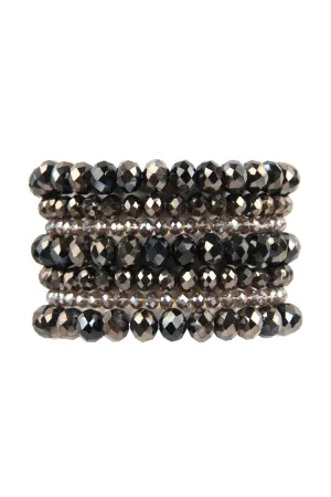 Hdb2750 - Seven Lines Glass Beads Stretch Bracelet