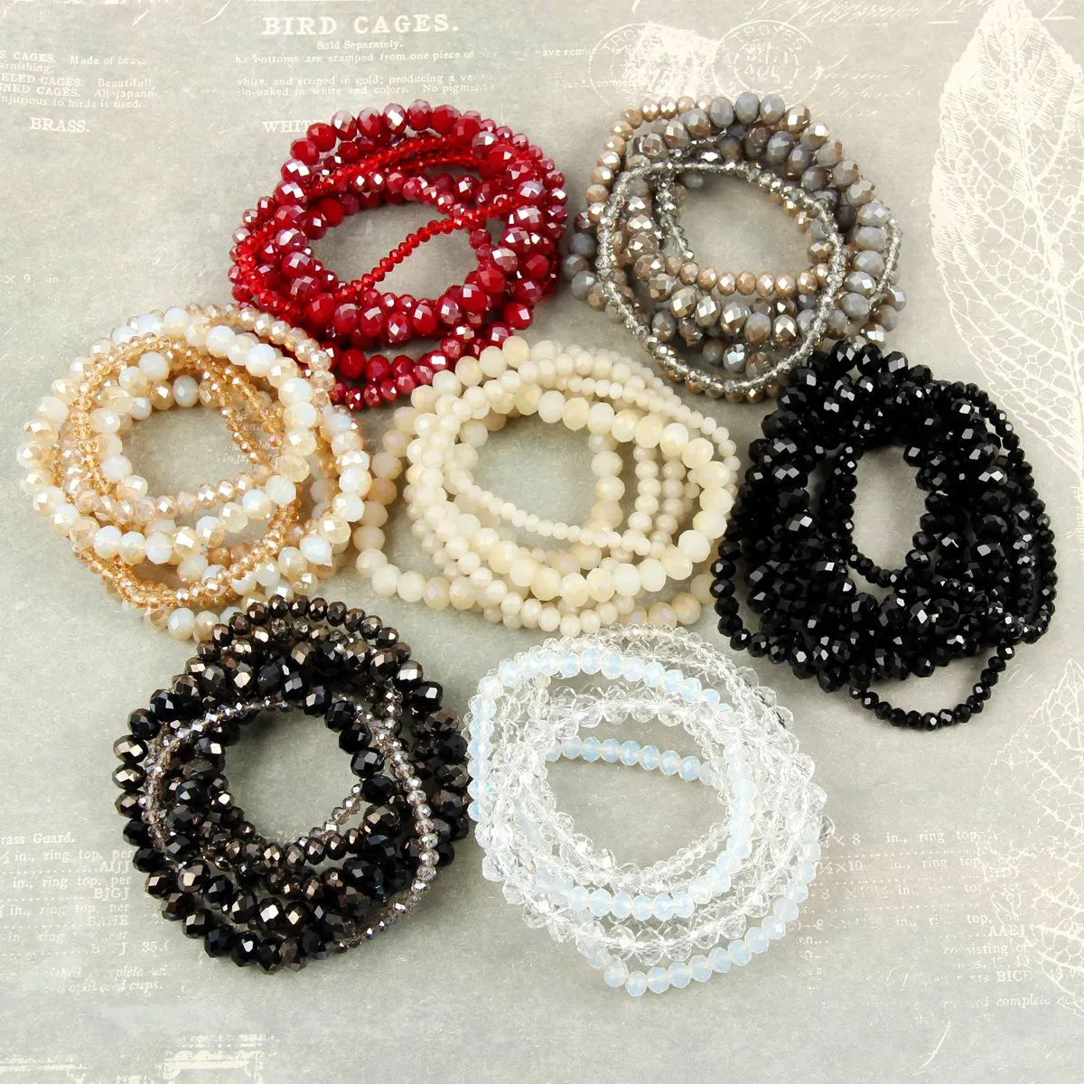Hdb2750 - Seven Lines Glass Beads Stretch Bracelet