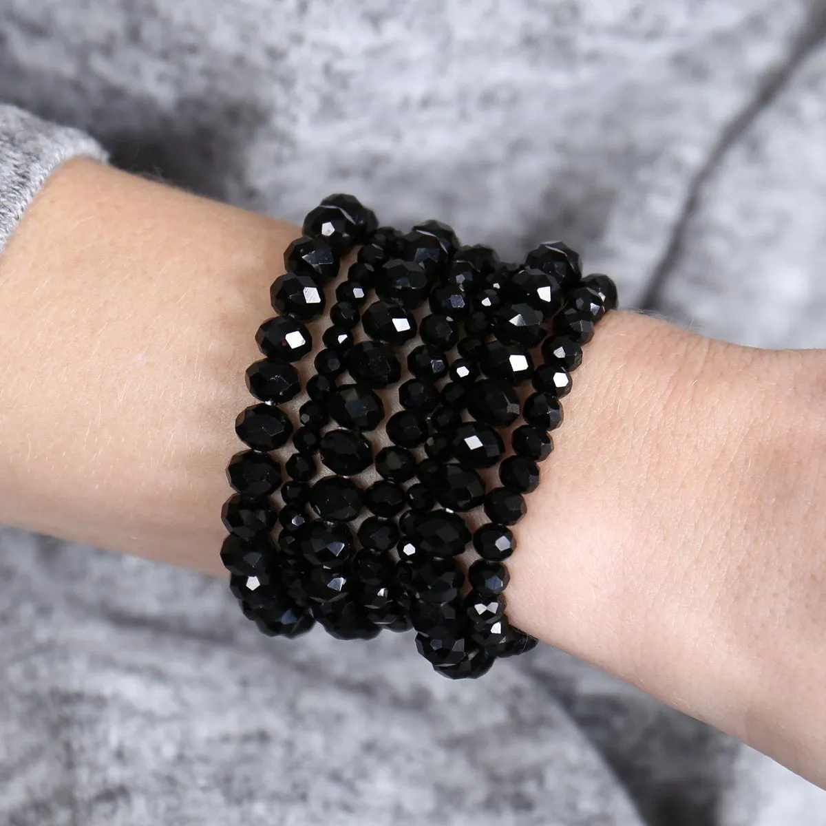 Hdb2750 - Seven Lines Glass Beads Stretch Bracelet
