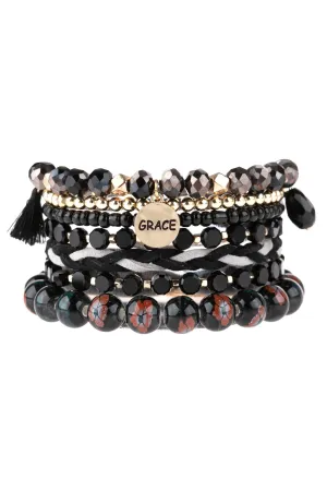 Hdb3193 - "Grace" Charm Multiline Beaded Bracelet