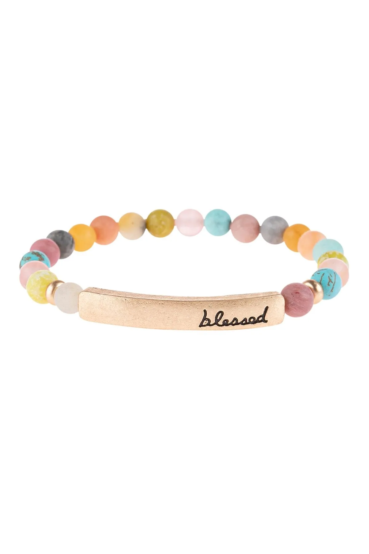 Hdb3224 - "Blessed" Charm Beads Braclet