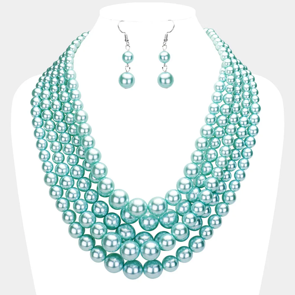 iLLASPARKZ 5-Row Strand Pearl Necklace