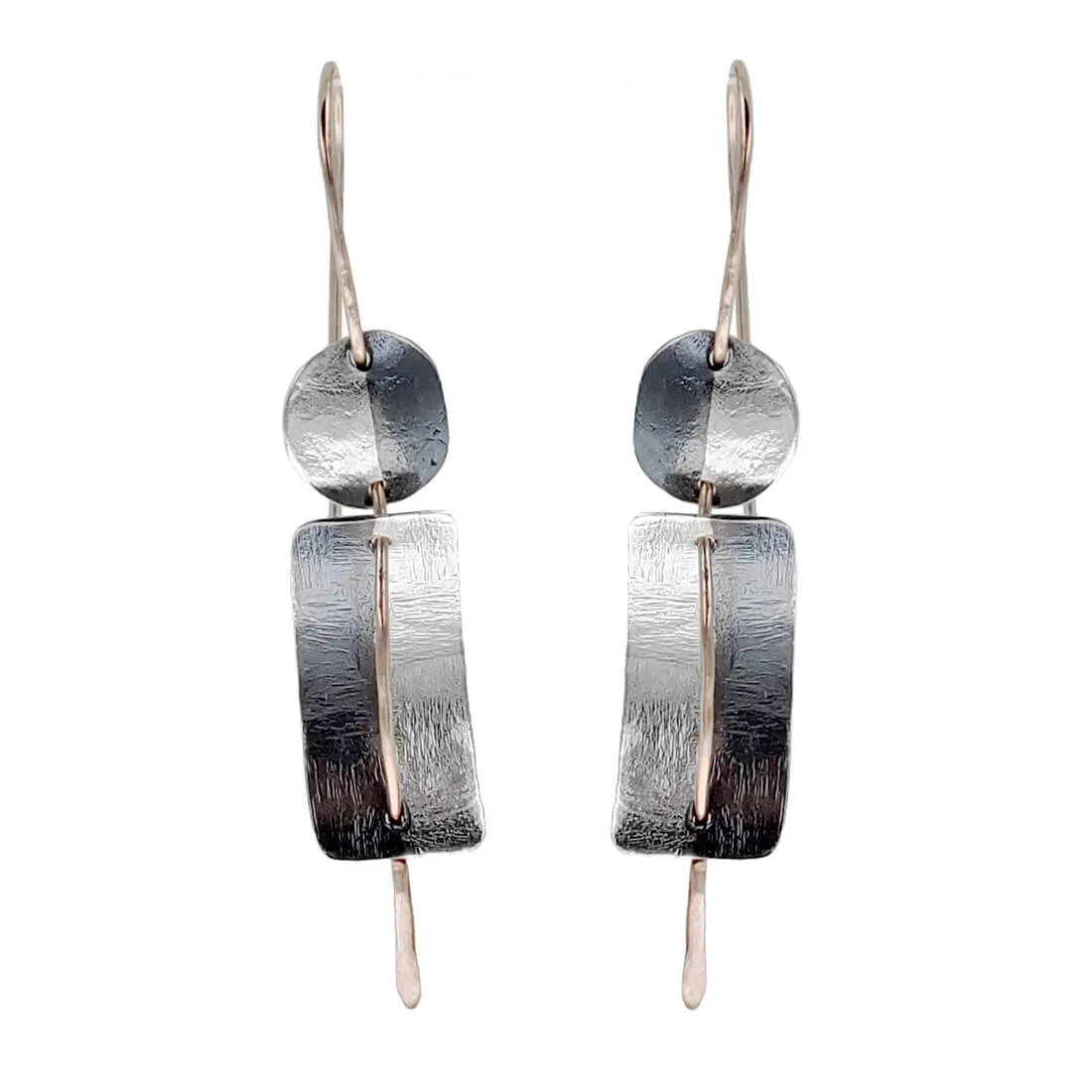 Israeli Dganit Hen Threaded Silver Shapes Earrings