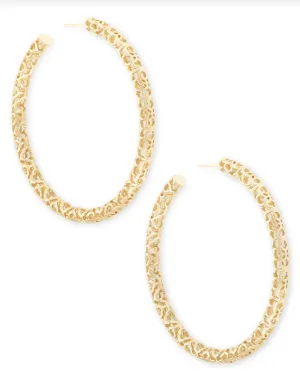 Kendra Scott Maggie 2.5' Hoops Gold Filigree Metal