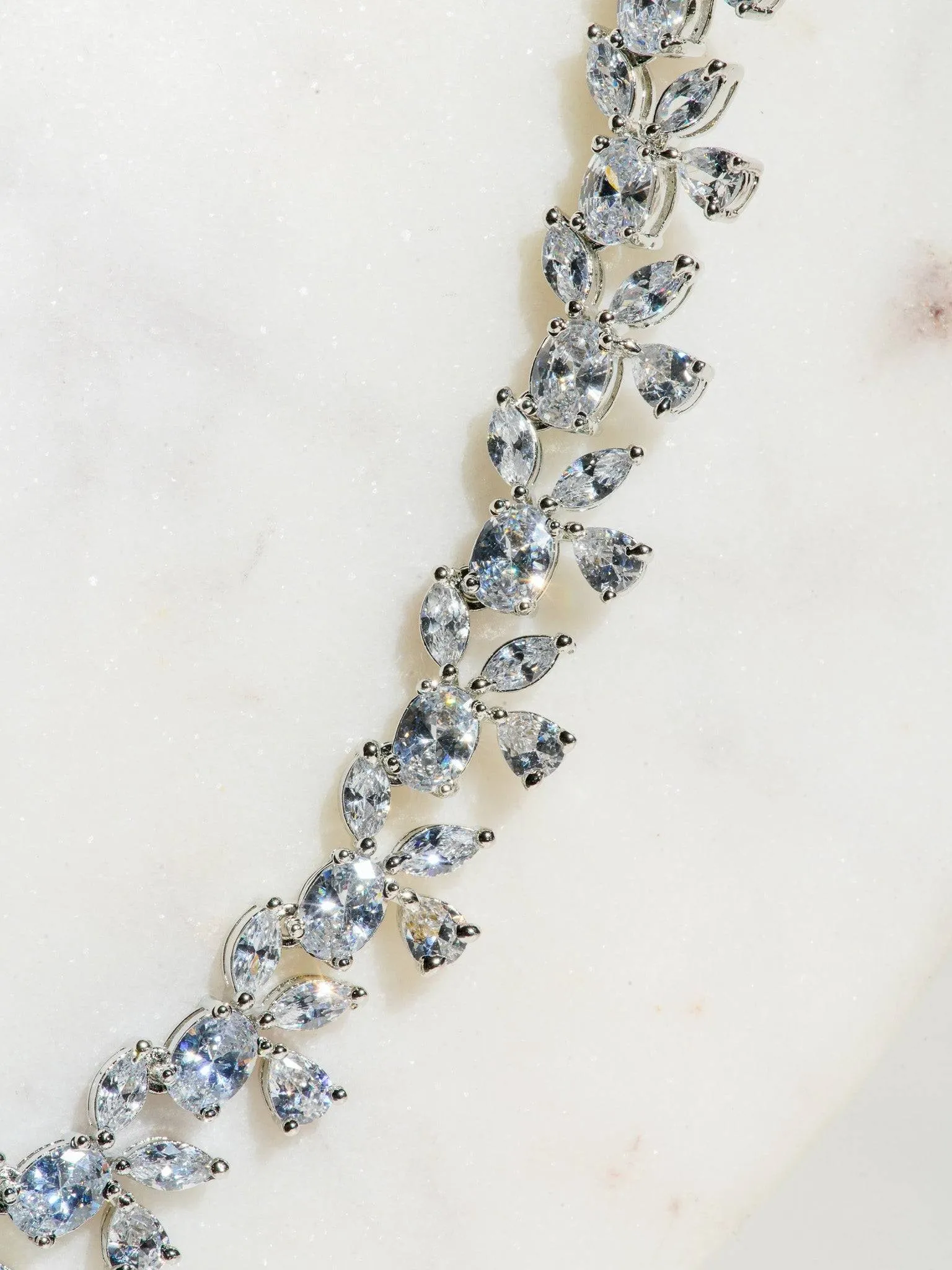 Lama - Single Layer Long Diamante Accent AD Necklace Set