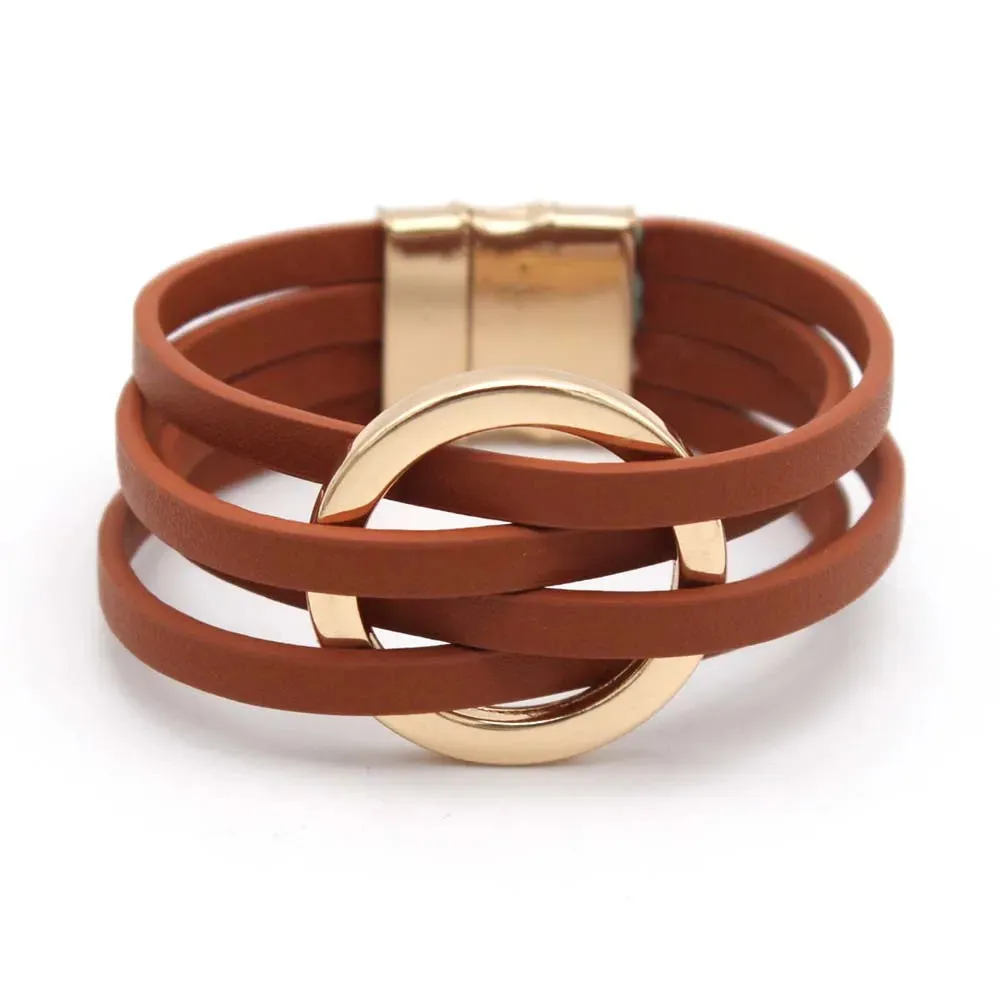 Leather Bracelets For Women Fashion Multilayer Wrap Jewelry
