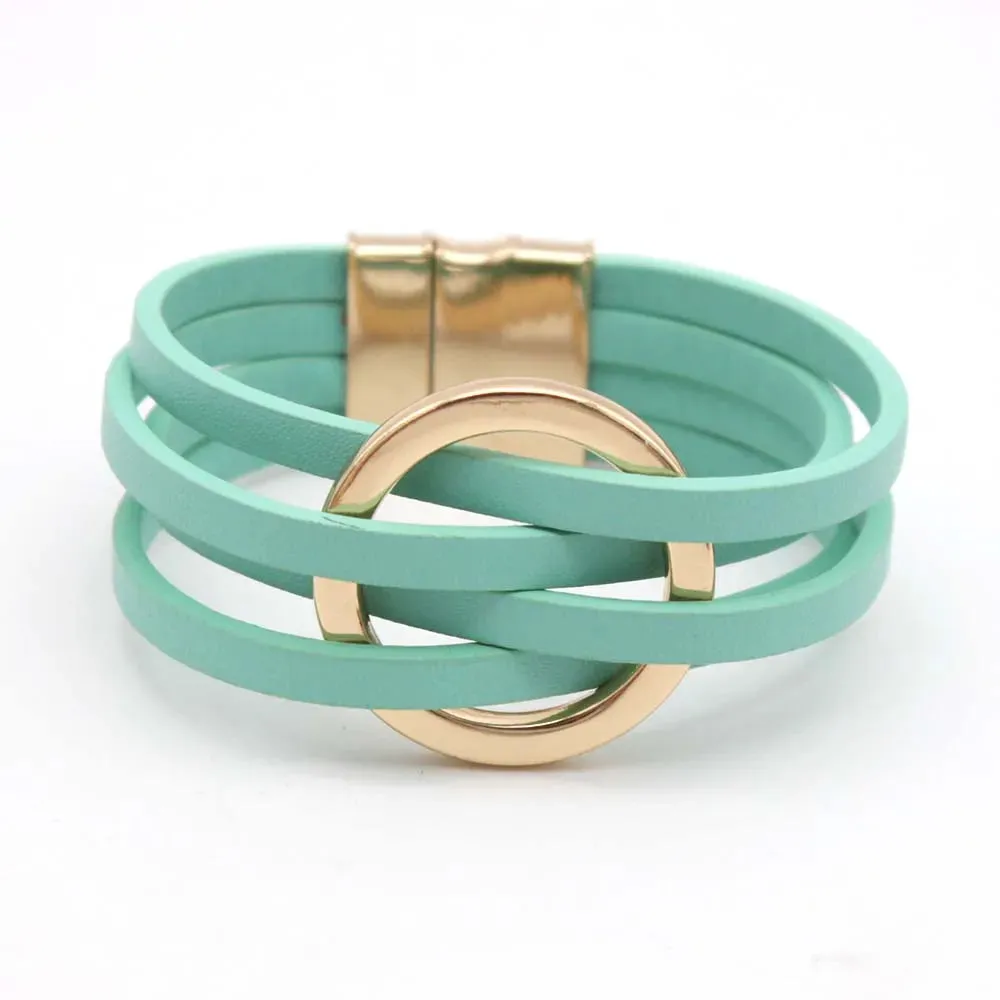 Leather Bracelets For Women Fashion Multilayer Wrap Jewelry